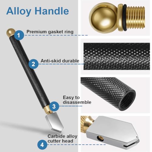 HASTHIP® Glass Cutters 2-20mm Cutting Tool Set with Extra Replacement Carbide Heads Screwdriver Oil Dropper for Mosaic Tiles Mirror 3PCS HASTHIP® Glass Cutters 2-20mm Cutting Tool Set with Extra Replacement Carbide Heads Screwdriver Oil Dropper for Mosaic Tiles Mirror 3PCS